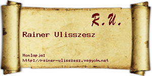Rainer Ulisszesz névjegykártya